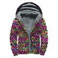 Trippy Psychedelic Leopard Print Sherpa Lined Zip Up Hoodie