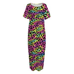 Trippy Psychedelic Leopard Print Short Sleeve Long Nightdress