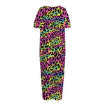 Trippy Psychedelic Leopard Print Short Sleeve Long Nightdress