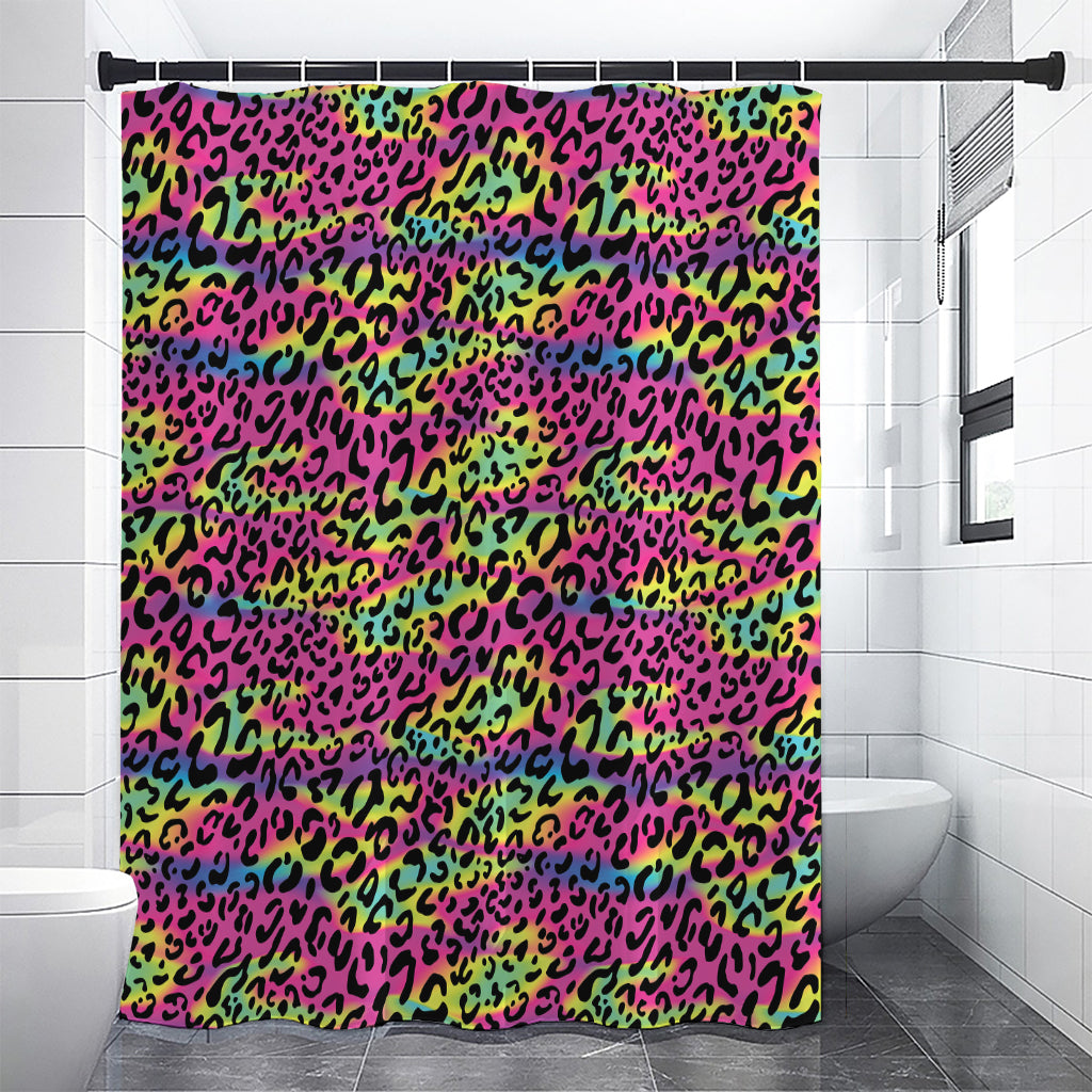 Trippy Psychedelic Leopard Print Shower Curtain
