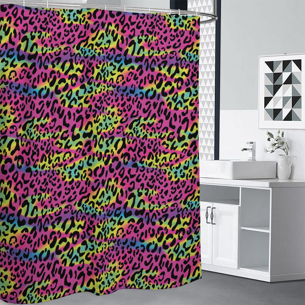 Trippy Psychedelic Leopard Print Shower Curtain