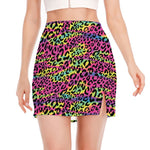 Trippy Psychedelic Leopard Print Side Slit Mini Skirt