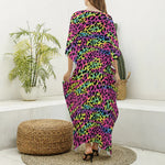 Trippy Psychedelic Leopard Print Silk V-Neck Kaftan Dress