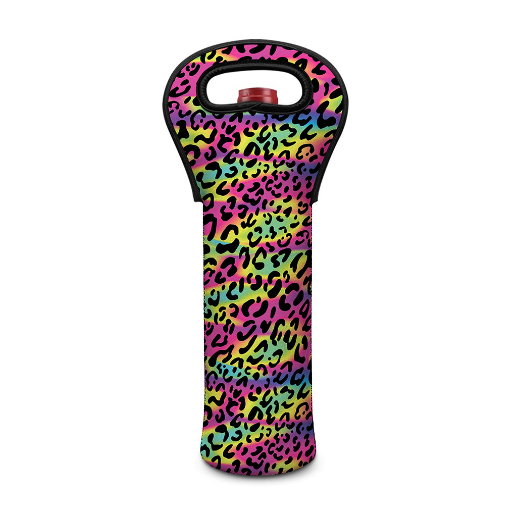 Trippy Psychedelic Leopard Print Single Neoprene Wine Tote