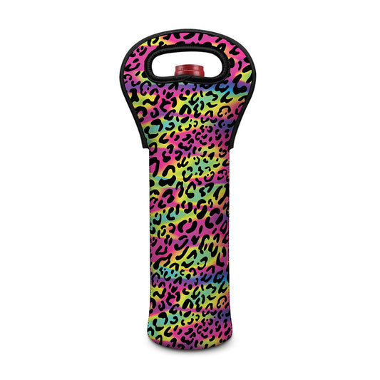 Trippy Psychedelic Leopard Print Single Neoprene Wine Tote