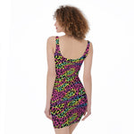 Trippy Psychedelic Leopard Print Sleeveless Bodycon Dress