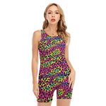 Trippy Psychedelic Leopard Print Sleeveless One Piece Swimsuit