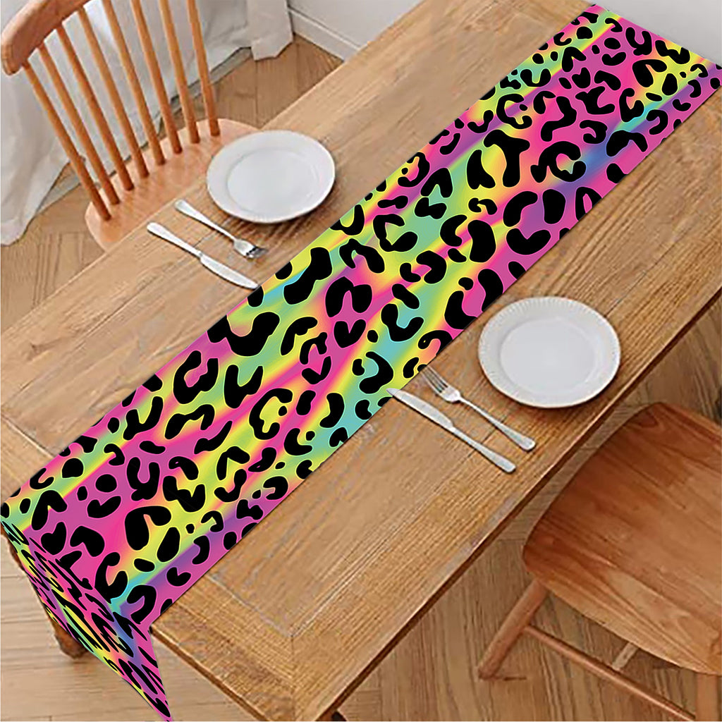 Trippy Psychedelic Leopard Print Table Runner