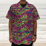 Trippy Psychedelic Leopard Print Textured Short Sleeve Shirt