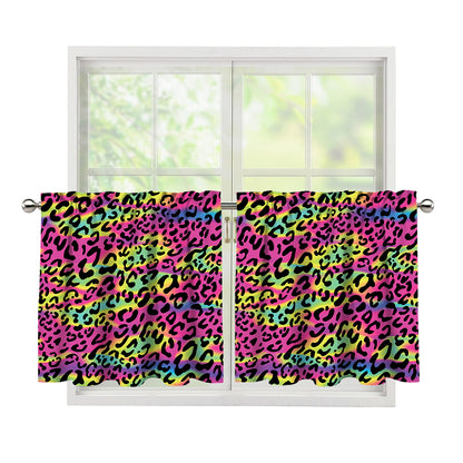 Trippy Psychedelic Leopard Print Tier Curtains