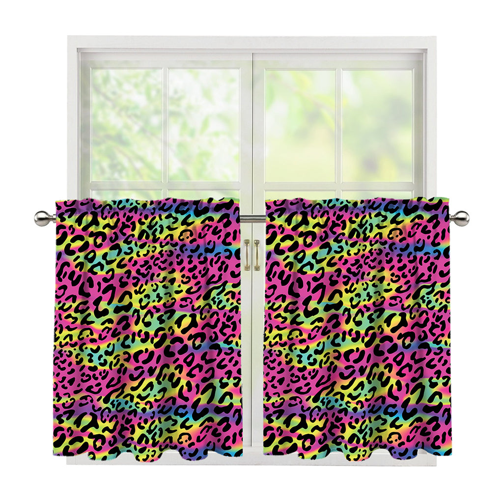 Trippy Psychedelic Leopard Print Tier Curtains