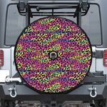 Trippy Psychedelic Leopard Print Tire Cover With Camera Hole