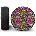 Trippy Psychedelic Leopard Print Tire Cover With Camera Hole
