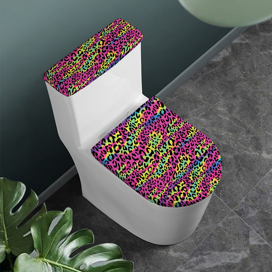 Trippy Psychedelic Leopard Print Toilet Lid And Tank Cover Set