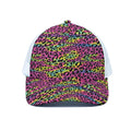Trippy Psychedelic Leopard Print White Mesh Trucker Hat