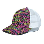 Trippy Psychedelic Leopard Print White Mesh Trucker Cap