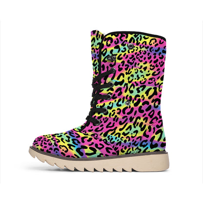Trippy Psychedelic Leopard Print Winter Boots