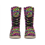 Trippy Psychedelic Leopard Print Winter Boots