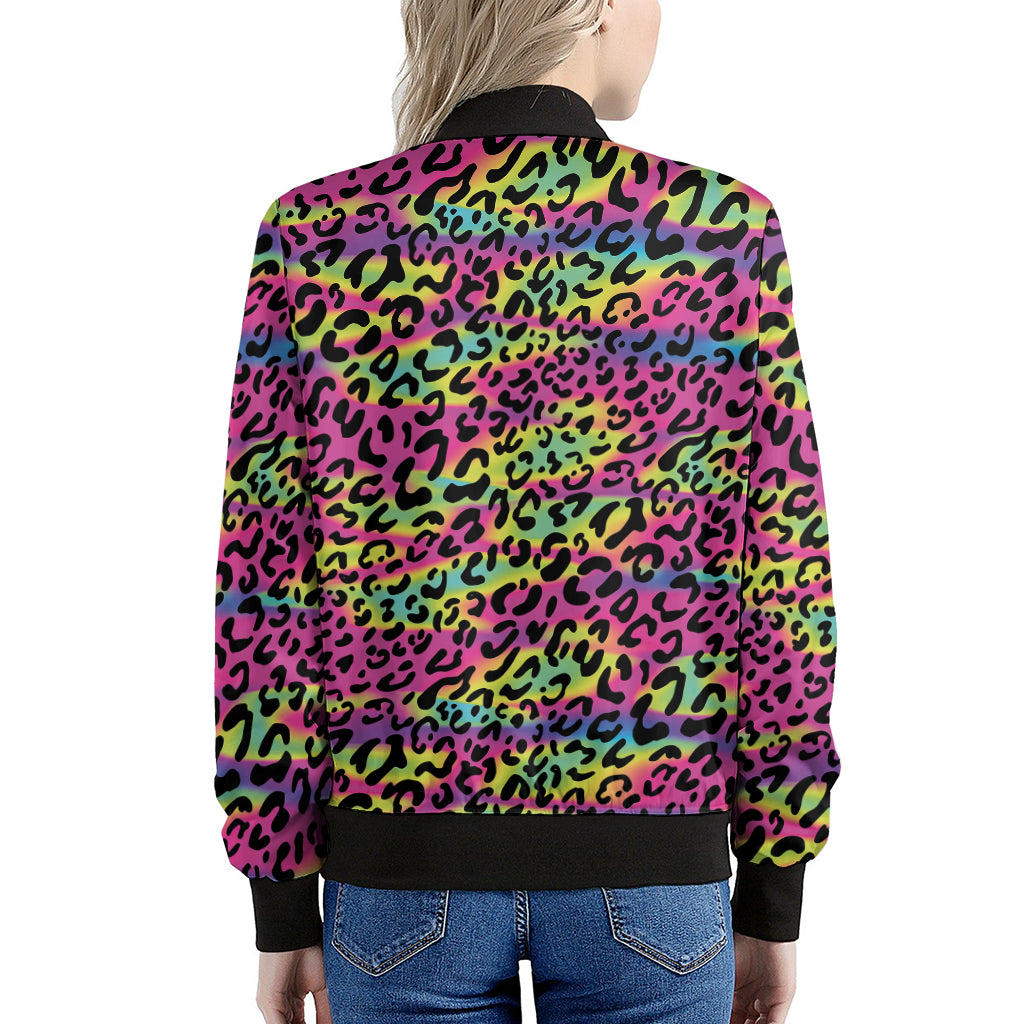 Trippy Psychedelic Leopard Print Women's Bomber Jacket