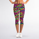 Trippy Psychedelic Leopard Print Women's Capri Leggings