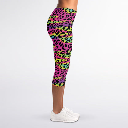 Trippy Psychedelic Leopard Print Women's Capri Leggings