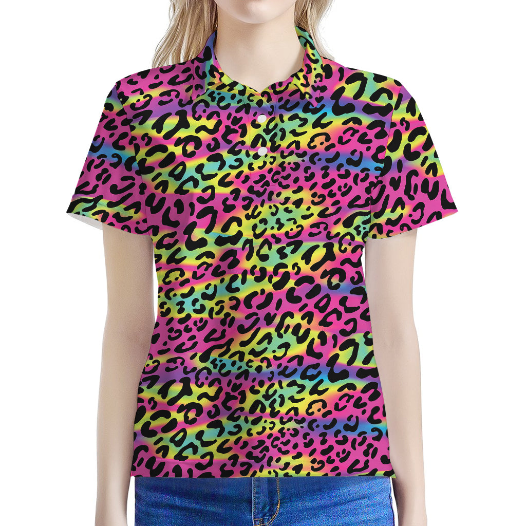 Trippy Psychedelic Leopard Print Women's Polo Shirt