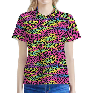 Trippy Psychedelic Leopard Print Women's Polo Shirt