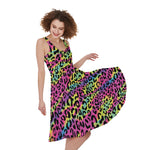 Trippy Psychedelic Leopard Print Women's Sleeveless Dress