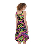 Trippy Psychedelic Leopard Print Women's Sleeveless Dress