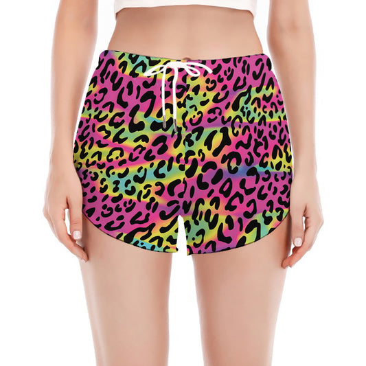 Trippy Psychedelic Leopard Print Women's Split Running Shorts