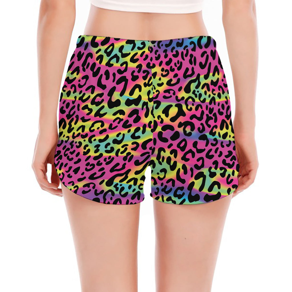 Trippy Psychedelic Leopard Print Women's Split Running Shorts