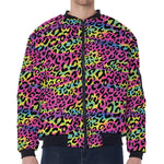 Trippy Psychedelic Leopard Print Zip Sleeve Bomber Jacket