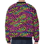 Trippy Psychedelic Leopard Print Zip Sleeve Bomber Jacket