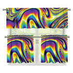 Trippy Rave Print 3 Piece Kitchen Curtains