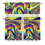 Trippy Rave Print 3 Piece Kitchen Curtains
