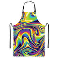 Trippy Rave Print Bib Apron With Pocket
