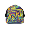 Trippy Rave Print Black Mesh Trucker Hat