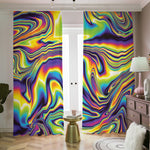 Trippy Rave Print Blackout Pencil Pleat Curtains