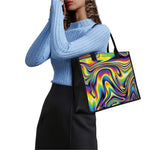 Trippy Rave Print Canvas Tote Bag