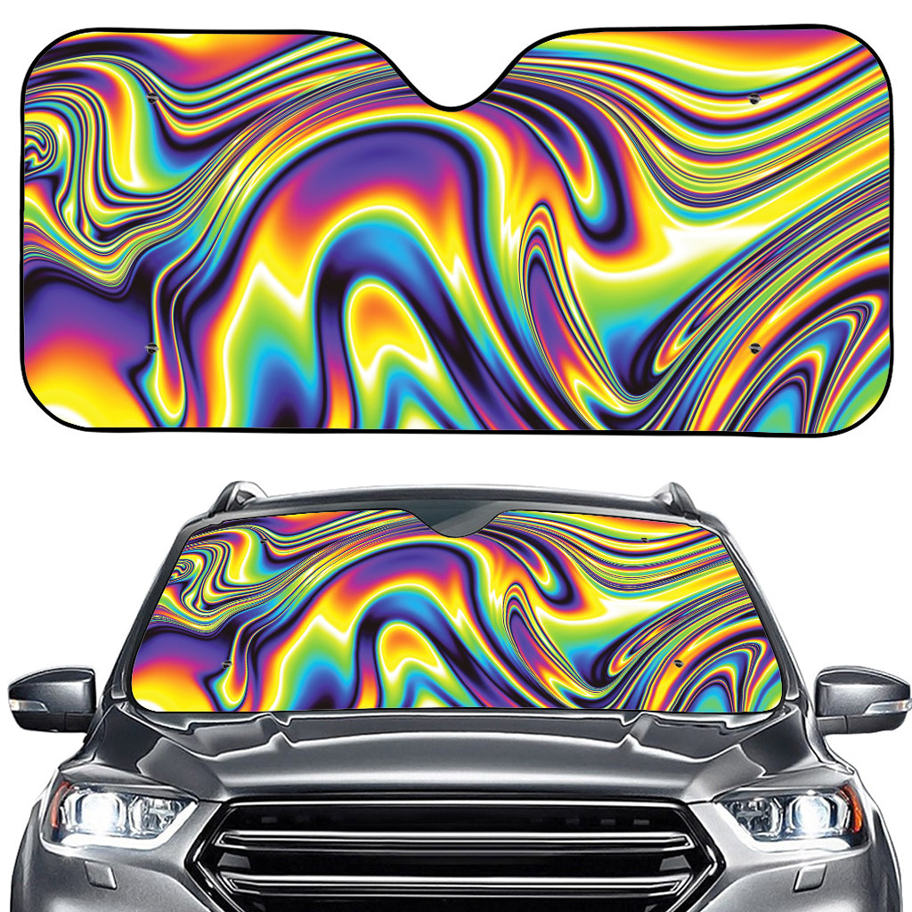 Trippy Rave Print Car Windshield Sun Shade