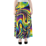 Trippy Rave Print Chiffon Maxi Skirt