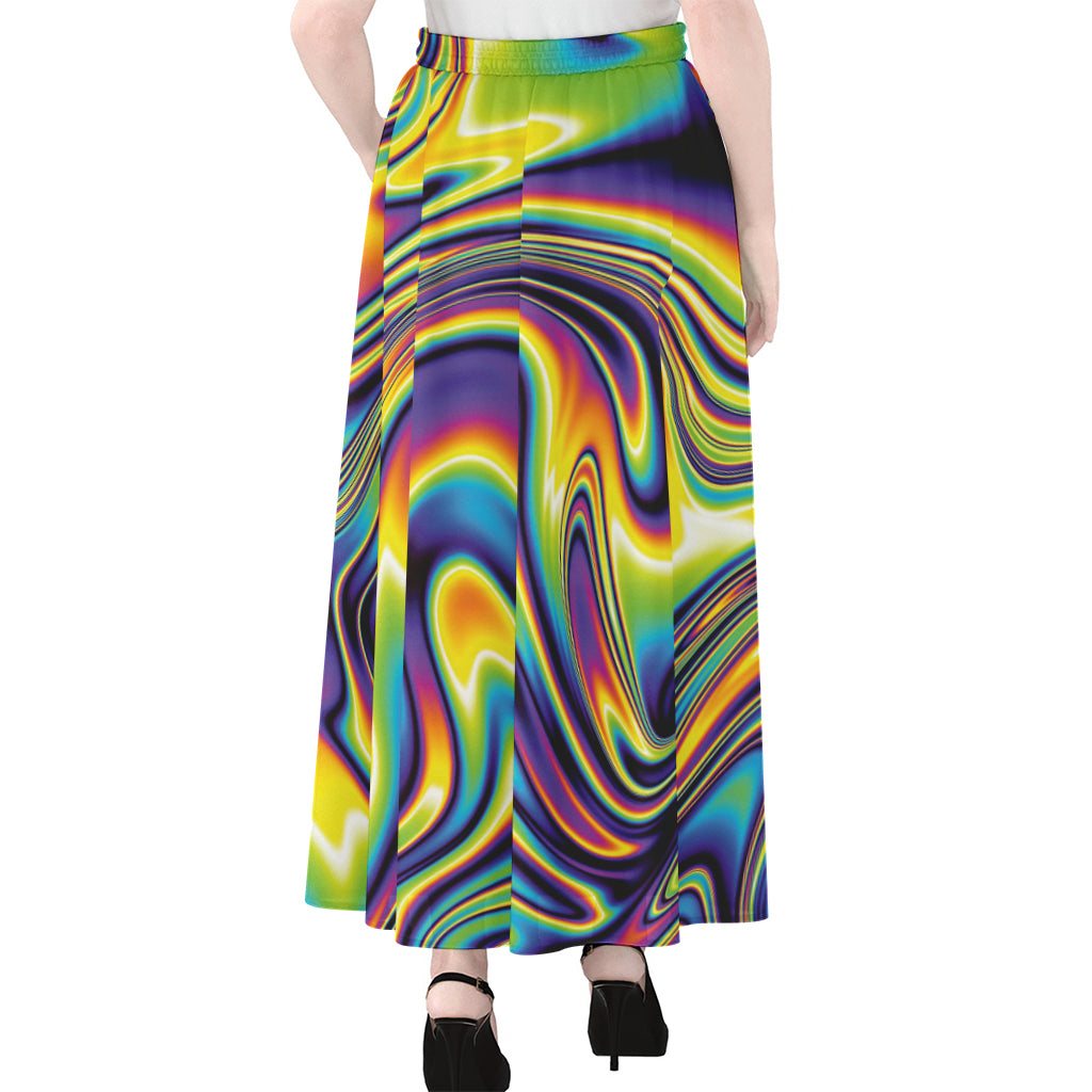 Trippy Rave Print Chiffon Maxi Skirt