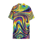 Trippy Rave Print Cotton Hawaiian Shirt