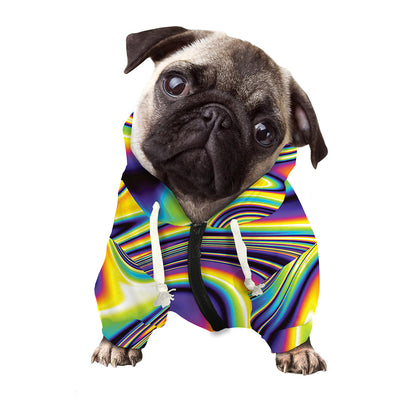 Trippy Rave Print Dog Zip Up Hoodie
