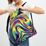 Trippy Rave Print Drawstring Backpack