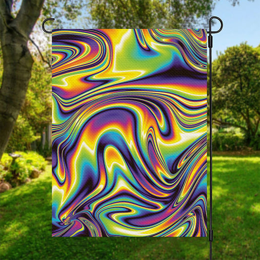 Trippy Rave Print Garden Flag