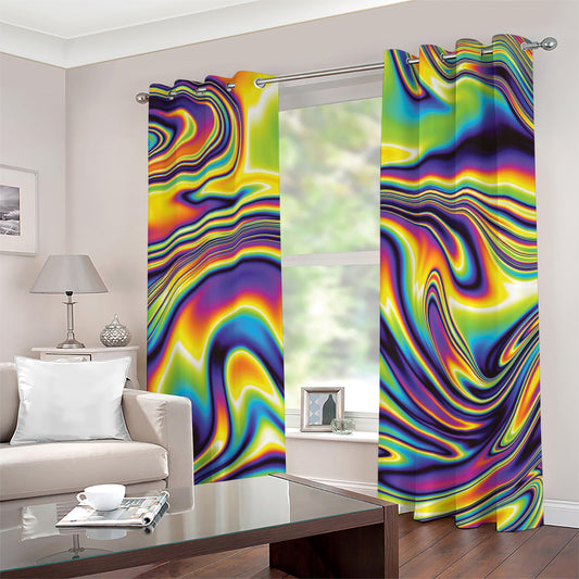 Trippy Rave Print Grommet Curtains
