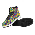 Trippy Rave Print High Top Leather Sneakers