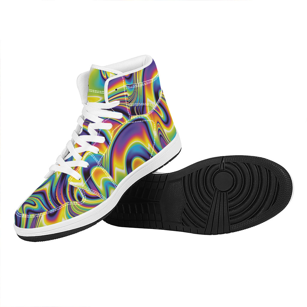 Trippy Rave Print High Top Leather Sneakers