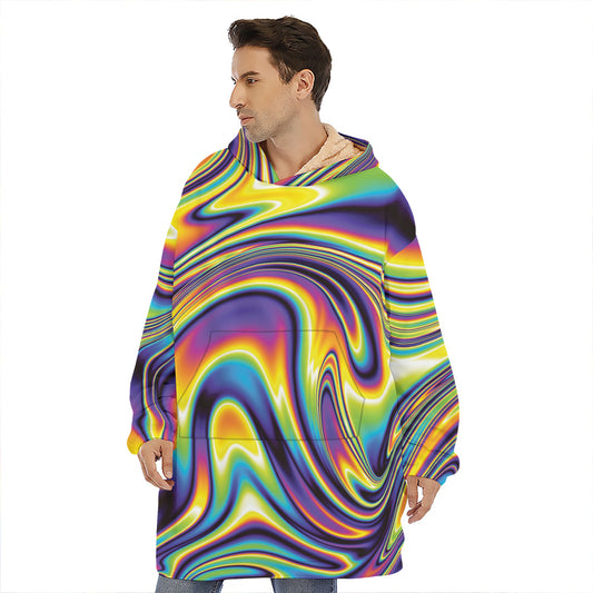 Trippy Rave Print Hoodie Blanket